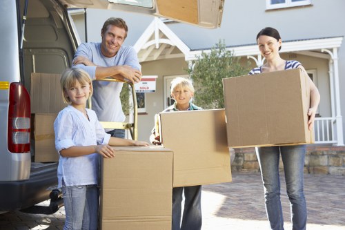 Packed household items ready for house removals in Brompton