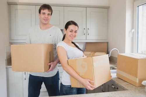 Furniture and boxes prepared for a man and van removal